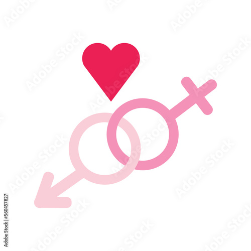 isolate valentine's day pink flat icon