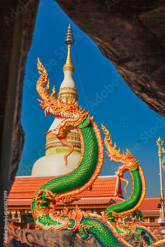 The view of the natural background of the mountain close-up, with blurred fog scattered in the rainy season or the humid climate, with beautiful green trees in the ecological system