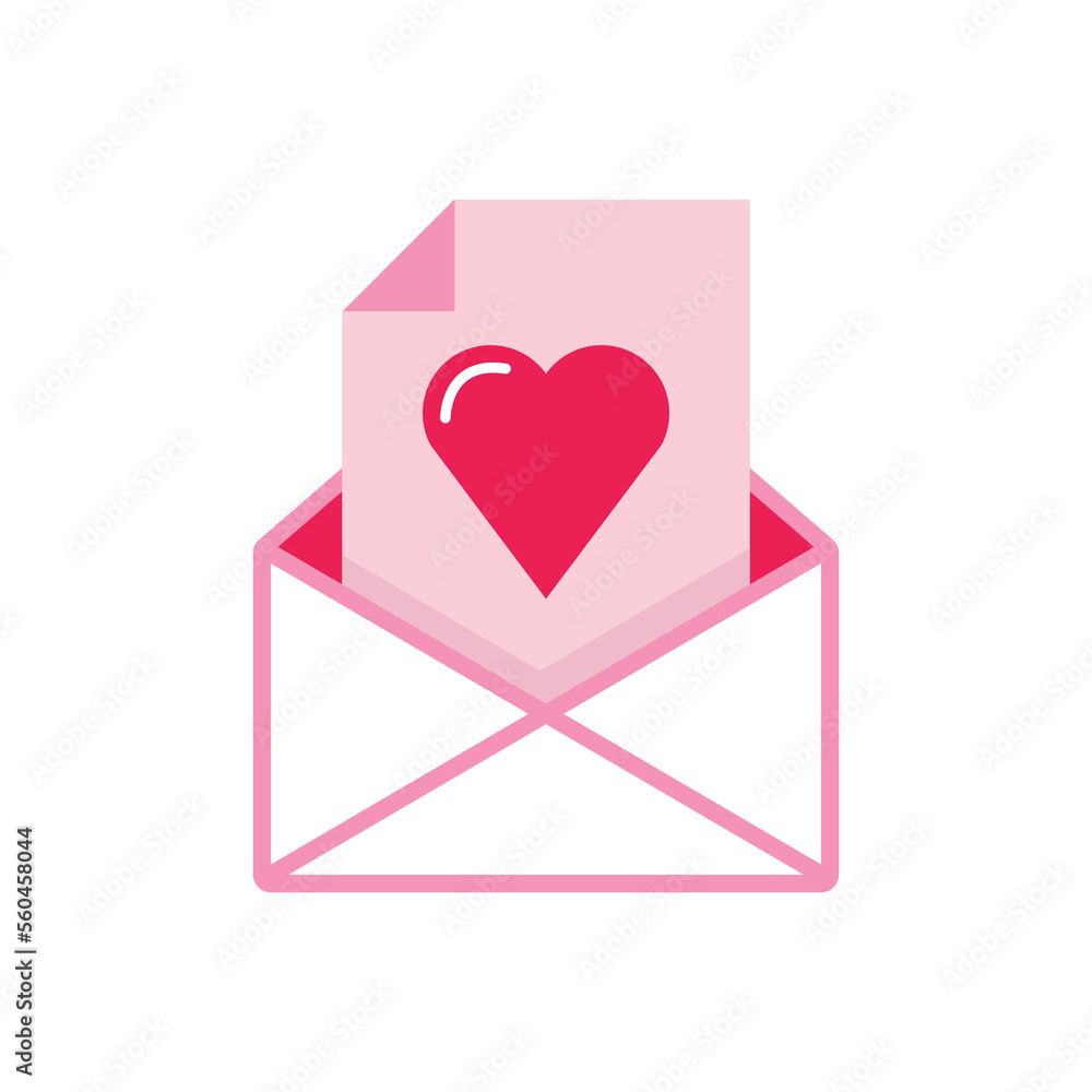 isolate valentine's day pink love letter flat icon