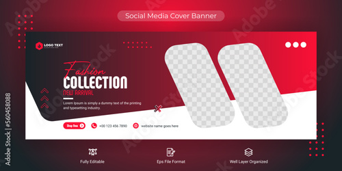 Fashion sale social media Facebook cover banner template, Web banner timeline template