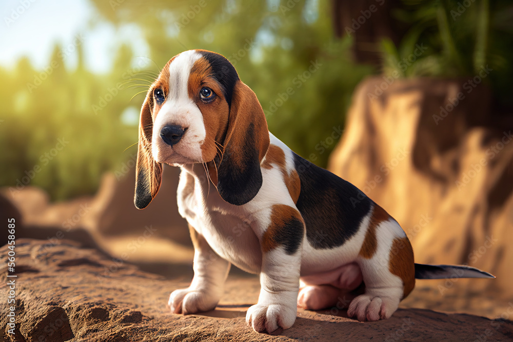 Basset Hound puppy, cute dogs, Generative AI