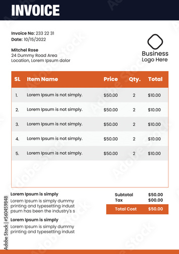 Free vector flat design of business  invoice