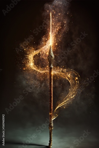 Magic wand casting spells in letter S shape. Generative ai.