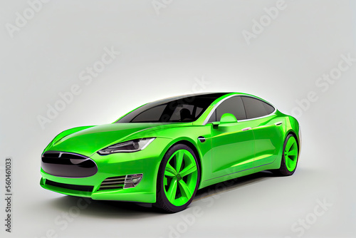 Electric green car isolated on the white background