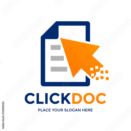 Click document vector logo template. This design use document and mouse cursor symbol. Suitable for technology and business.