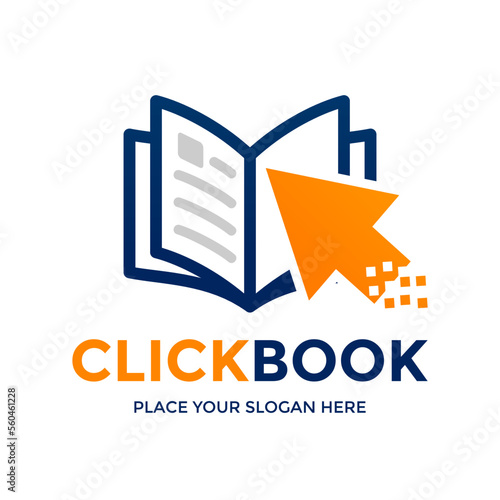 Click book vector logo template. This design use mouse cursor and book symbol. Suitable for education, application.