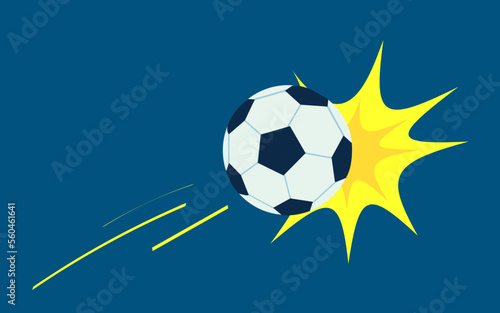 Football goal, ball hitting with bang, pop art