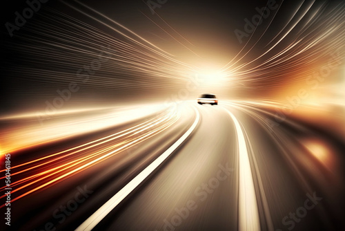 TRANSPORTATION BACKGROUND; ABSTRACT SPEED MOTION LIGHTS; FLASH LIGHTS OF CAR ACCELERATION ON THE NIGHT HIGHWAY ROAD. Generative AI