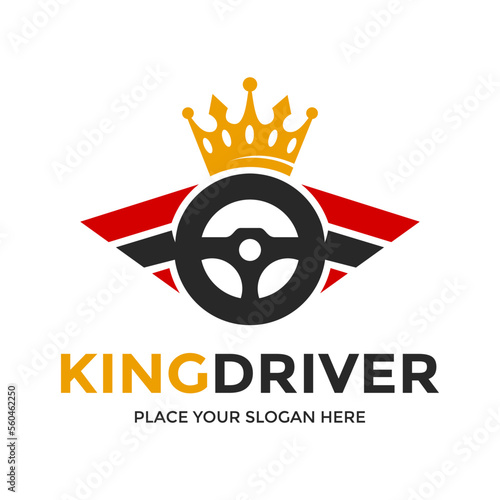 King driver vector logo template. This design use crown symbol. Suitable for transportation.