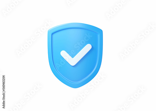 Obraz na płótnie Shield 3d icon - cyber guard illustration, blockchain protect safety element and