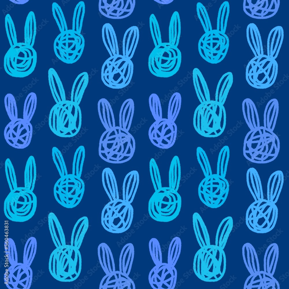 Fototapeta premium Abstract animals seamless rabbit bunnies pattern for wrapping paper and kids clothes print and fabrics
