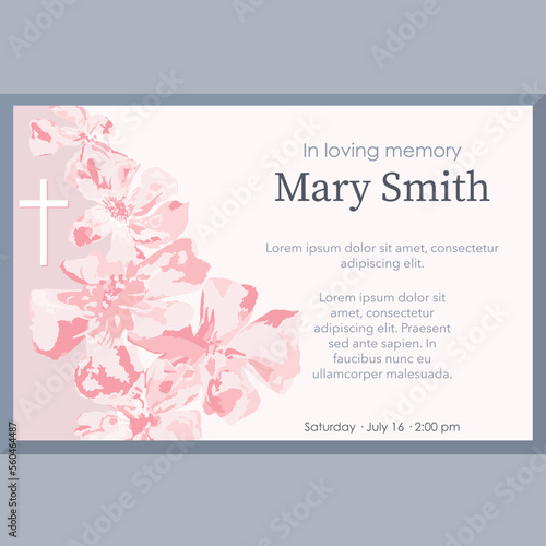 card template with pink flowers illustration