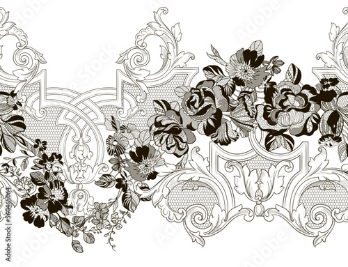 Seamless vintage floral lace pattern