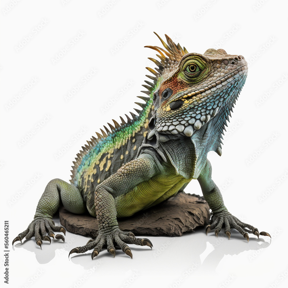 Obraz premium Basilisk Lizard full body image with white background ultra realistic