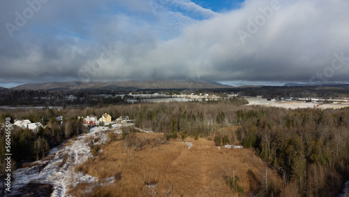 View of part of the city of Magog near Lake Memphremagog in winter