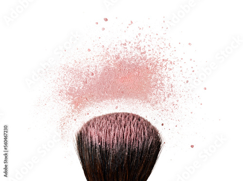 Canvas Print Professional make-up brush on colorful crushed eyeshadow