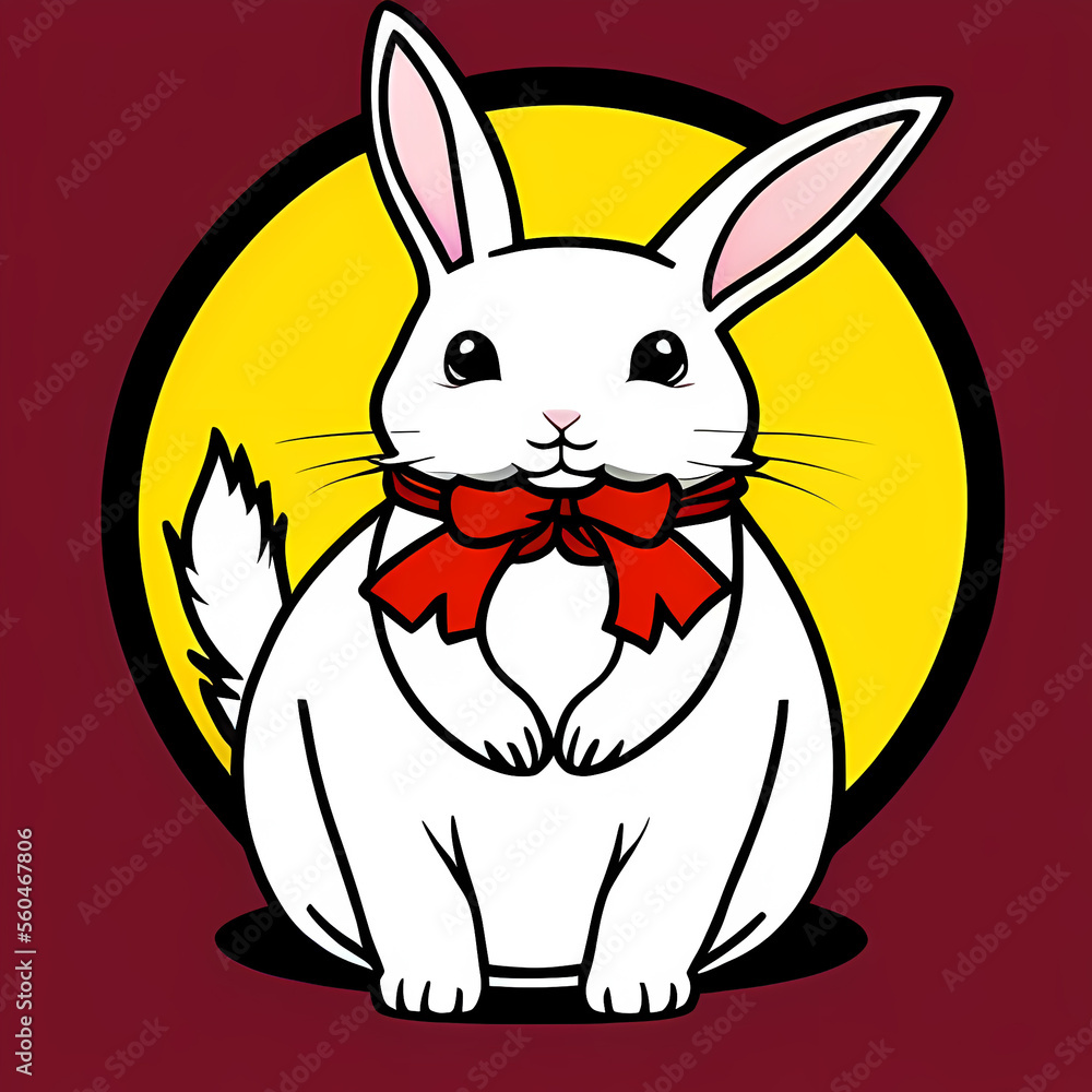 Obraz premium Cute rabbit with Chinese New Year themed background using Generative AI
