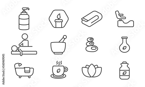Spa and massage outline icon vector design collection