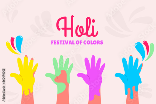 Holi festival hands with paints. Vector