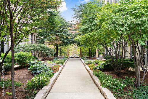 Styled Residential Exterior. Backyards and Courtyards. Interior Courtyard of Apartment Complex