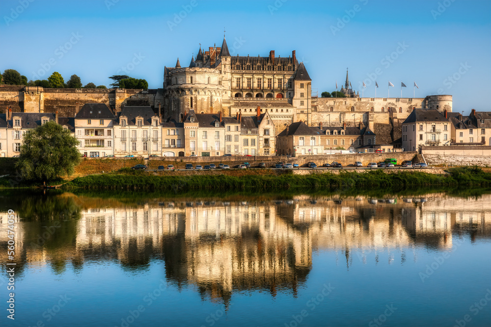 Evening at the Loire River and the Castle of Amboise, France