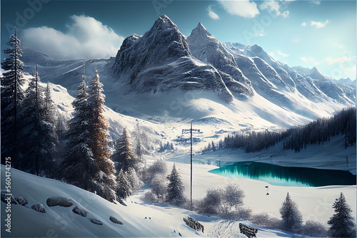 Beautiful winter landscape,...