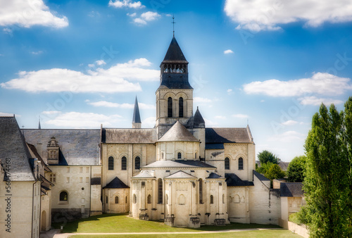 Exterior of the Abbey Church of the Royal Abbey of Our Lady of Fontevraud, Fontevraud l’Abbaye, Loire Valley, France photo