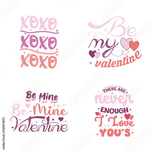 Valentine day typography design vector background