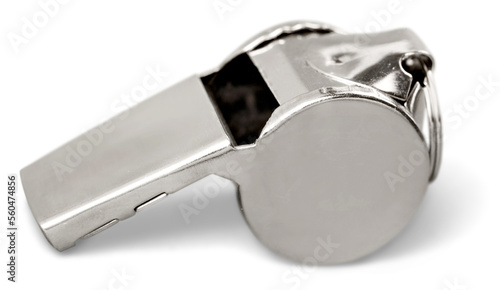 Classic silver chrome metal whistle photo
