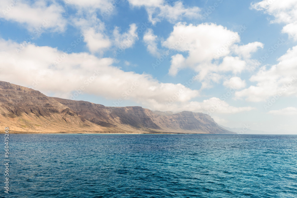 Lanzarote landscape seen from Atlantic ocean, Canary Islands, Spain