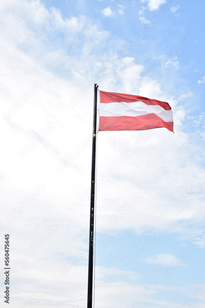 Naklejka premium Bandera de Austria ondeando al viento.