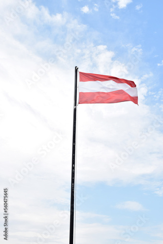 Bandera de Austria ondeando al viento.