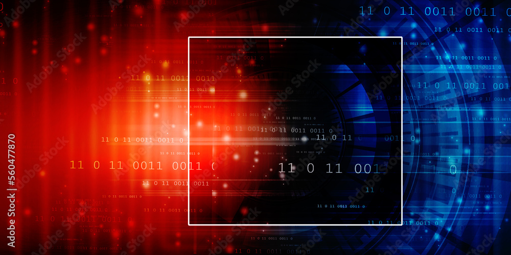 Obraz premium 2d illustration abstract digital binary data on computer screen 