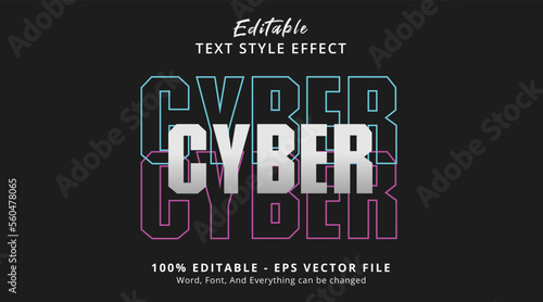 Editable text effect, Cyber text on hype layered style effect