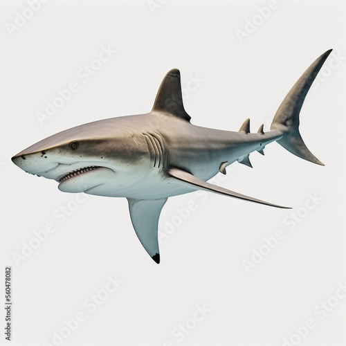 Bonnethead Shark full body image with white background ultra realistic