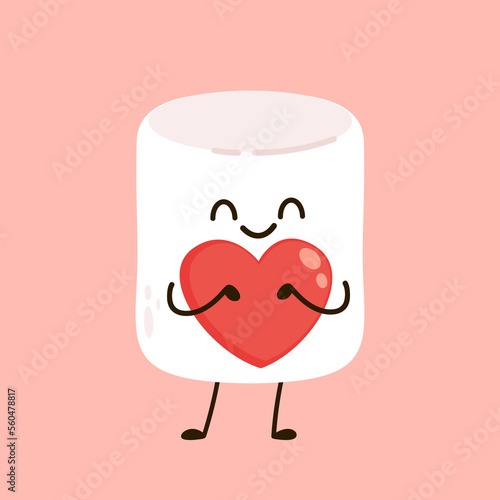 Marshmallow cartoon. marshmallow character design. Marshmallow in valentine's day.