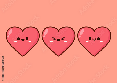 Red cute heart character. Romantic flat style Valentine's Day illustrations to express feelings of love. Love letter in Valentine's Day.