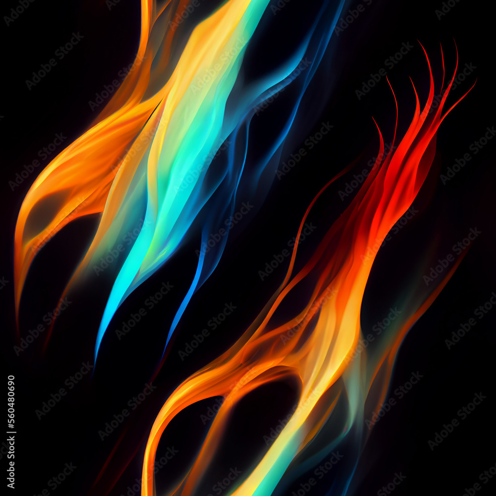 Seamless pattern of colorful flames. generative ai