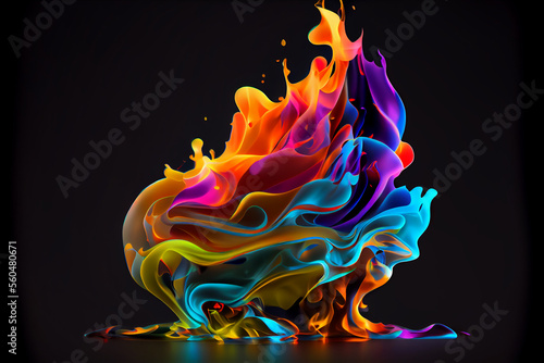 Collision of colorful flames. generative ai