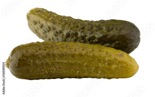 pickled or marinated cucumbers isolated on white background cutout