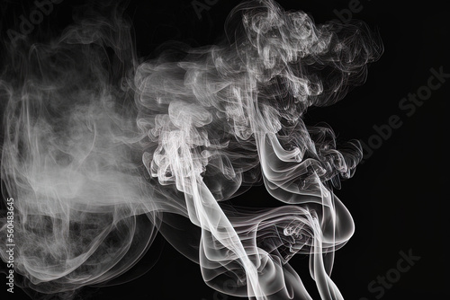 Vertical white smoke against a dark background. Generative AI