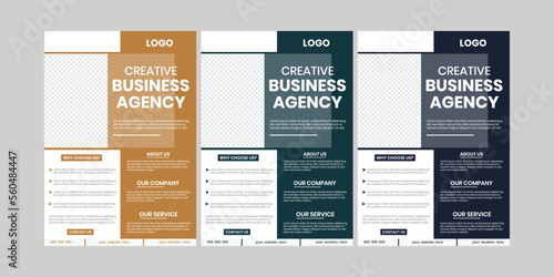 Set of 3 business simple flyer, corporate print flyer design, company promotional flyer background, agency annual presentation flyer and brochure design