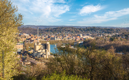 Skyline and cityscape of Morgantown, home of West Virginia University or WVU
