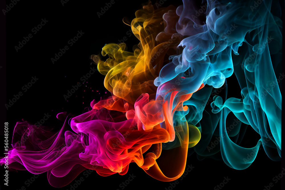 Obraz premium Artistic Colorful Smoke on a black background generative ai