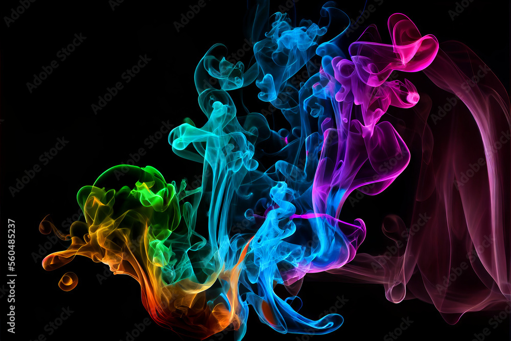 Fototapeta premium Artistic Colorful Smoke on a black background generative ai