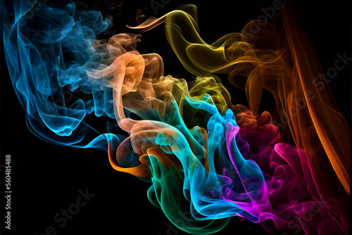 Artistic Colorful Smoke on a black background generative ai © NelsonCharette Media