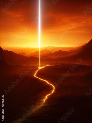 A massive energy beam shoots up into the sky. Great for sci-fi backgrounds. 