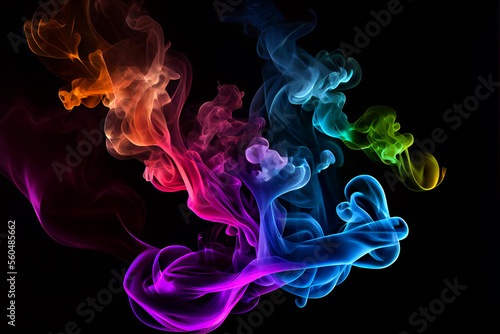 Artistic Colorful Smoke on a black background generative ai
