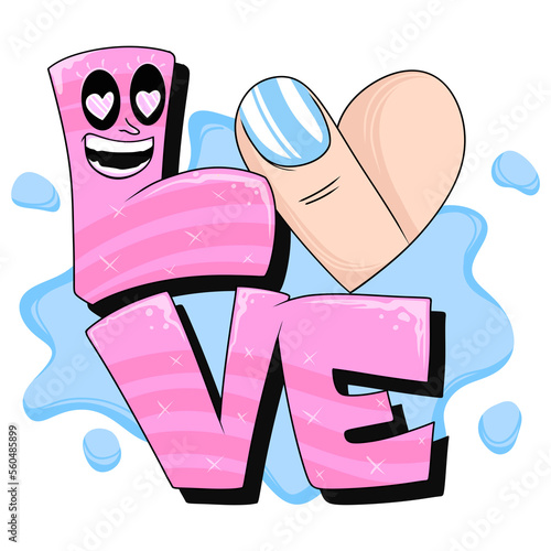love lettering in graffiti style , very cheerful and fun. suitable for social media posts, book covers, t-shirt printing, and is suitable for any additional designs. png files with high resolution.