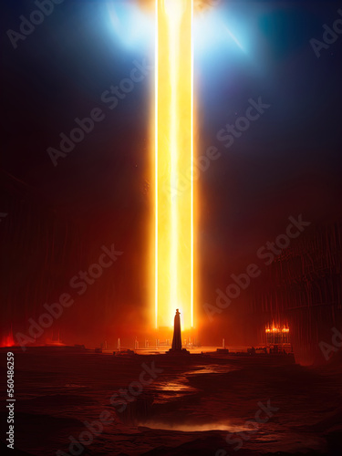 A massive energy beam shoots up into the sky. Great for sci-fi backgrounds. 